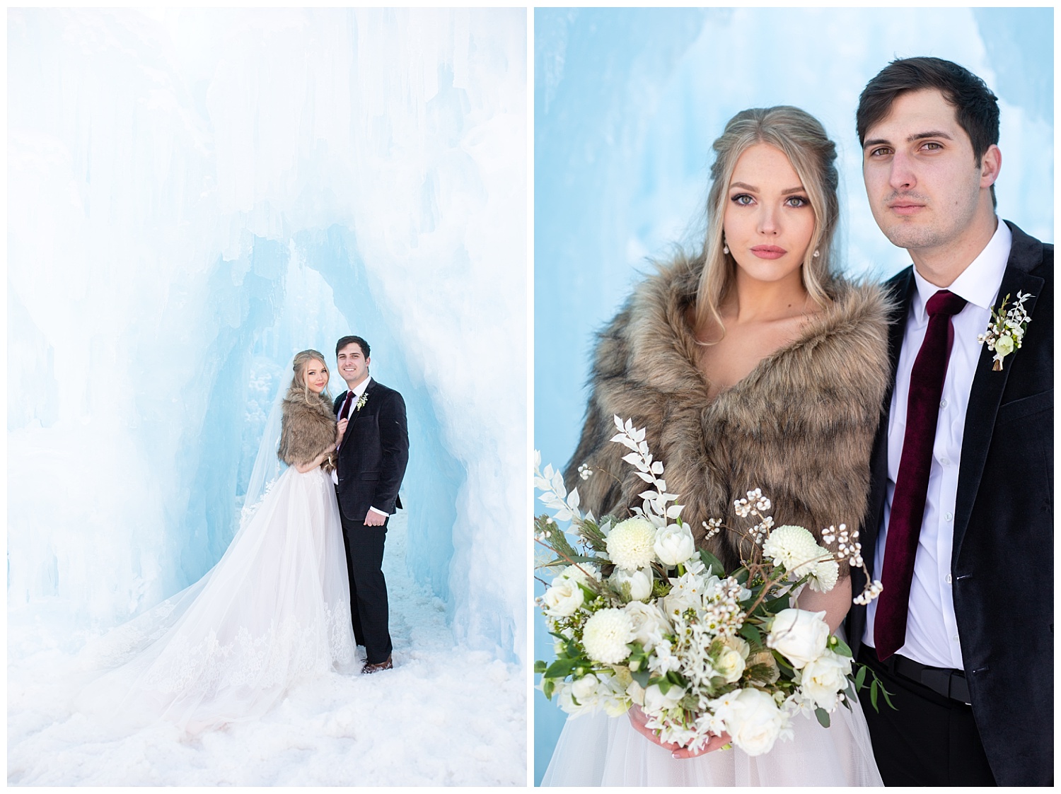 winter photos of a bride and groom in Breckenridge, Colorado