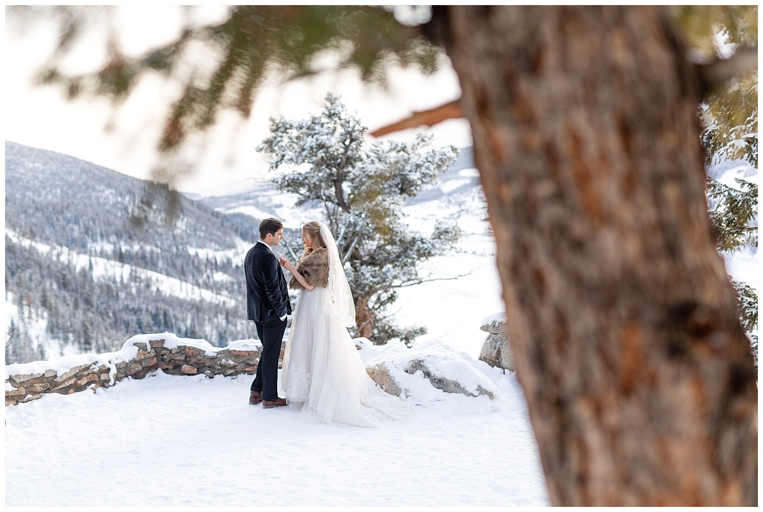A bride reads her vows to her groom at Sapphire Point in Breckenridge, Colorado