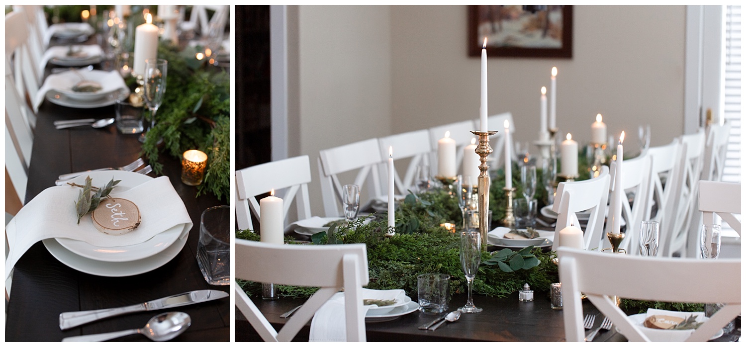 A candle in the middle of a table decorated for a wedding