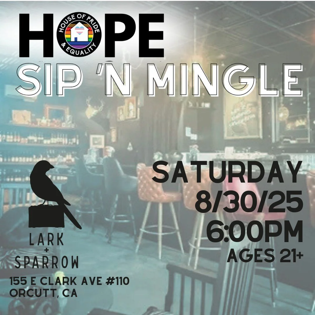 Mingle with HOPE! Join us Saturday 8/30/25 at @lark_andsparrow  for good drinks, good company, and even better community vibe. 21+ 6pm-close!