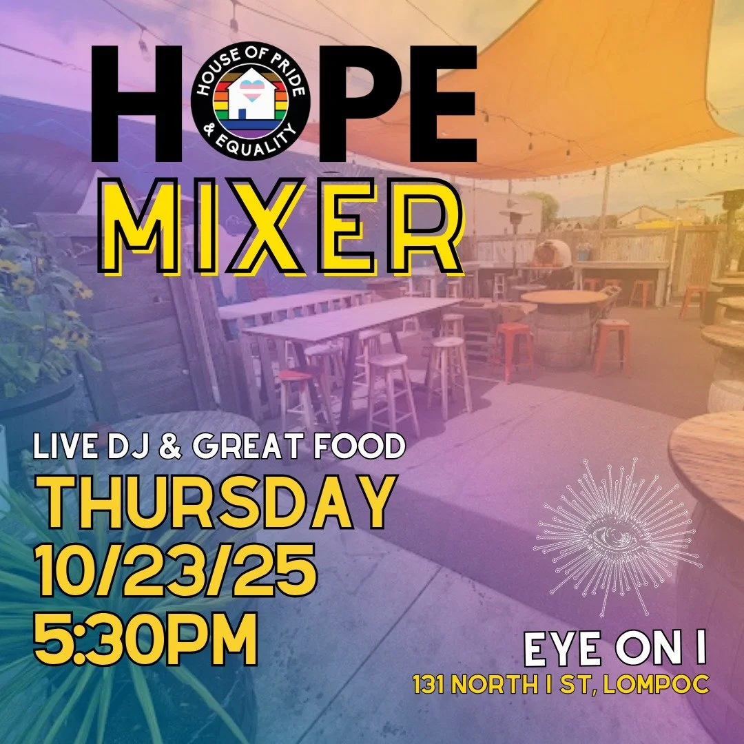 Hey fam! 

HOPE is throwing a 🌈Mixer on October 23rd in Lompoc! 

Come vibe with the DJ Suz and enjoy some seriously good food from @eye_on_i_84 

The event starts at 5:30 PM and goes until 8 PM! It&rsquo;s gonna be a chill evening with great vibes,