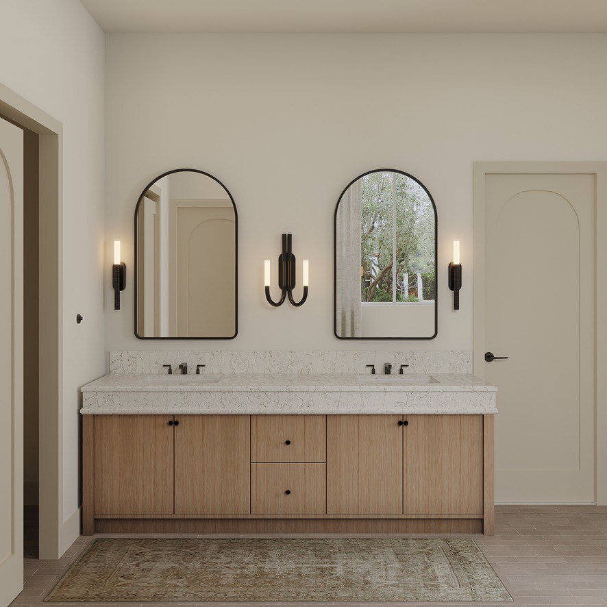 Swipe for #WorkinProgress pics! Can't wait to show you this finished bathroom remodel in our #SonomaMediterraneanMod project -- the rendering of our final design gives us all the feels. 🥰 ⠀
⠀
#FletcherRhodes #FRstyle #InteriorDesign #SonomaInteriorD