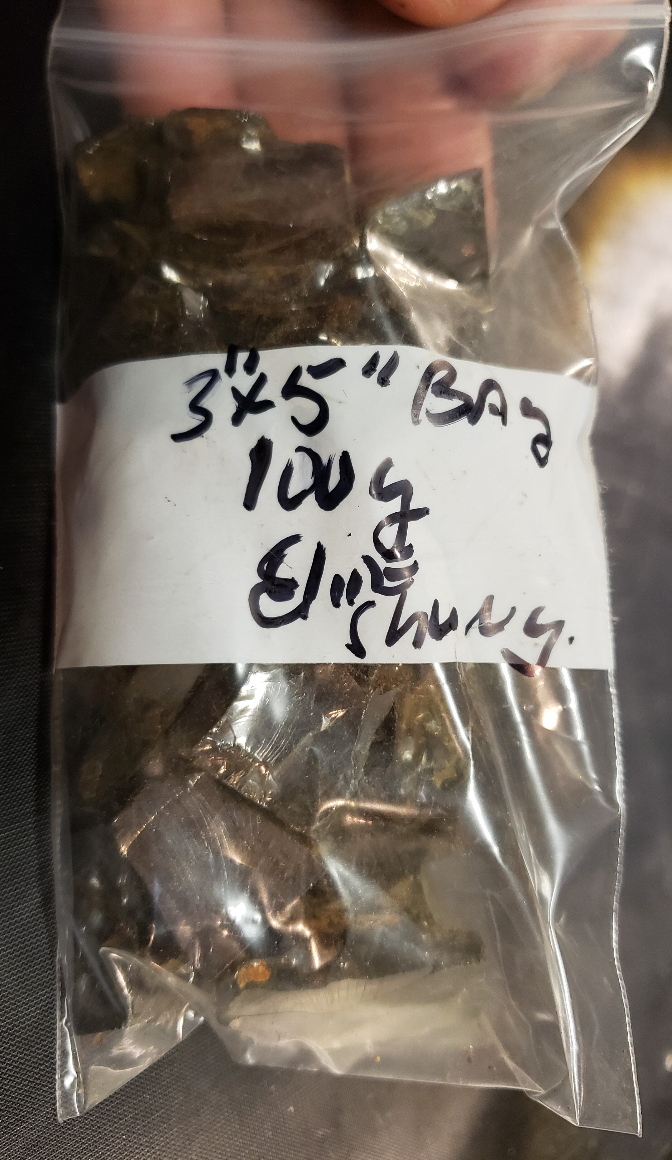 Elite Shungite Small (100 grams) in 3" x 5" ziploc bags