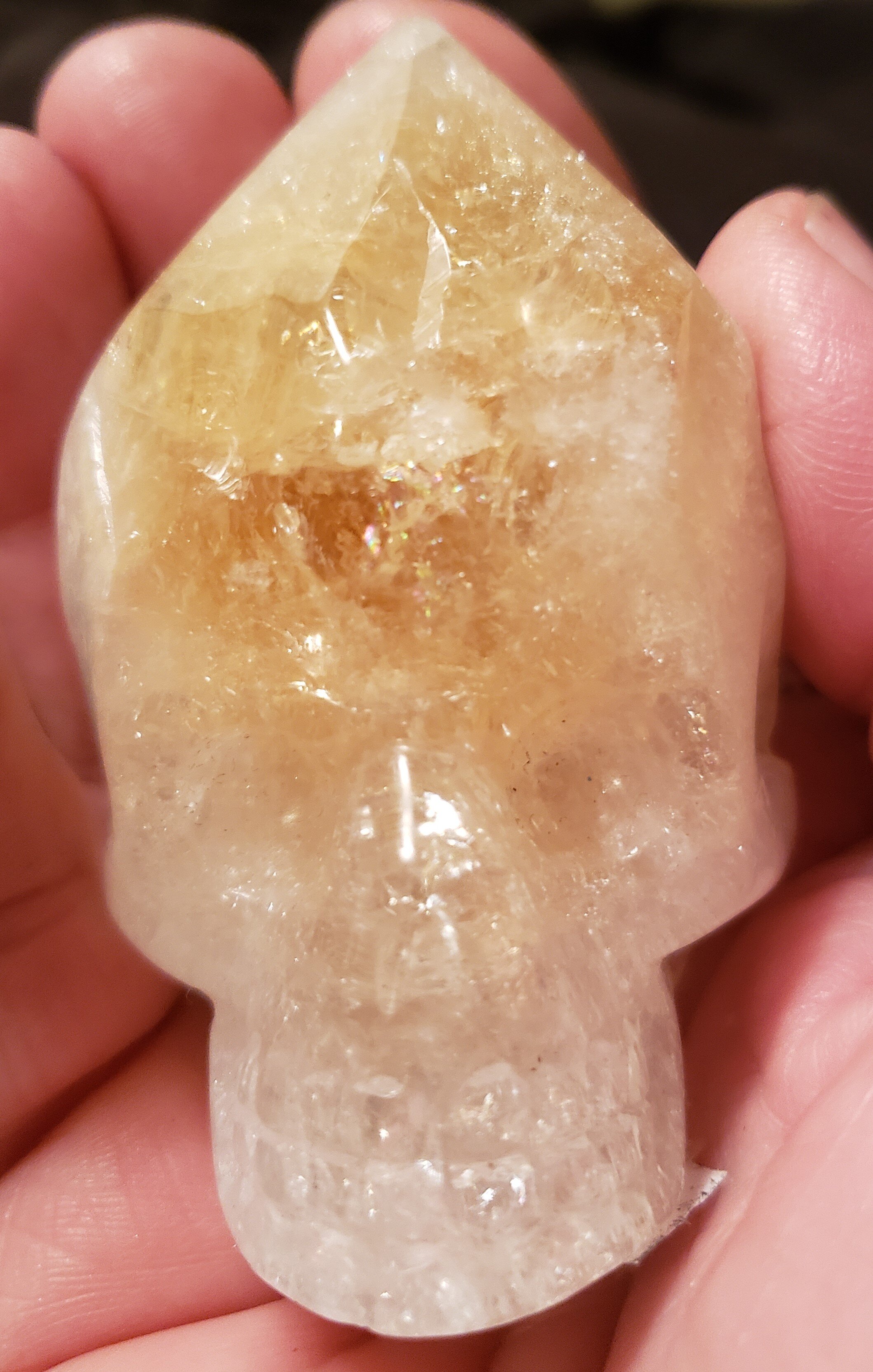 Skull, Carving on Citrine Point, #006
