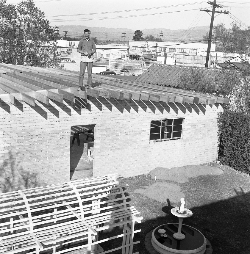 1956 - Construction Begins on the Big Garage at the Roadster House