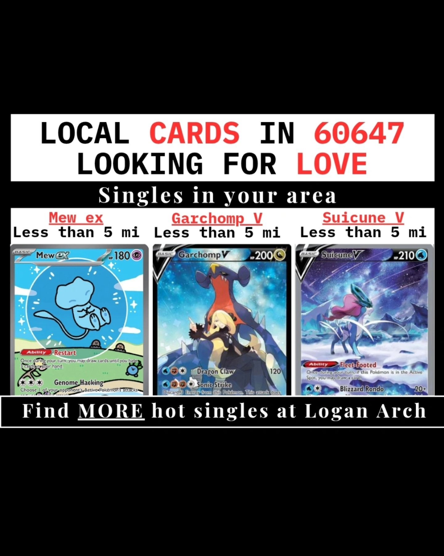 Hot singles in your area 🤭

We've got new Pok&eacute;mon singles available this week - $1 and up!

Come in to browse, buy, or DM us if you want us to look at your collection this weekend at C2E2 👀