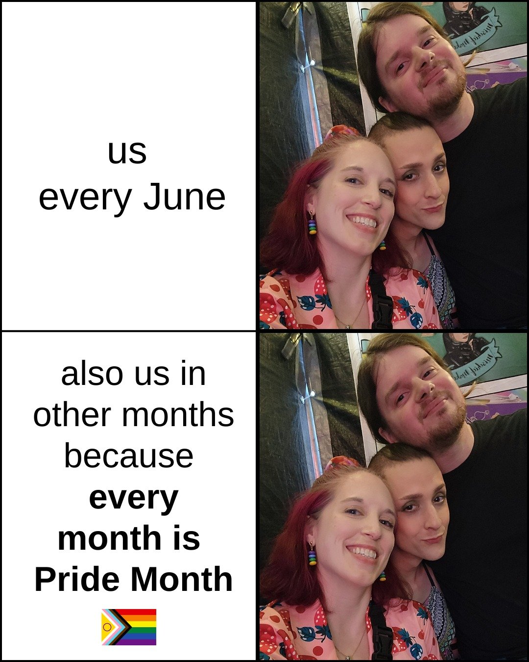 Happy Pride Month from us to you!
🏳️&zwj;🌈🏳️&zwj;⚧️

We're so happy to continue to be out here in the community, with our store, and seeing you at cons throughout the year, especially with everything going on in the world right now. 

Thank you al