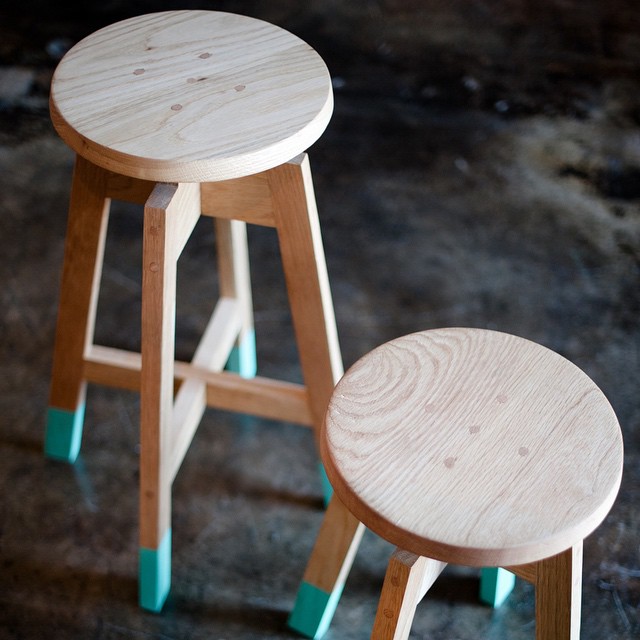 Short and tall stool as part of the &quot;10 degrees&quot; series