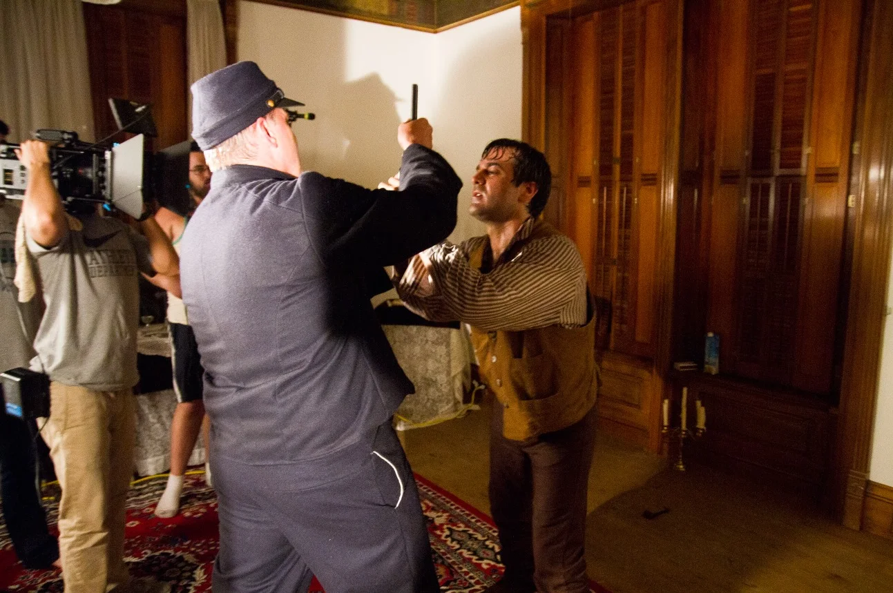 William Galatis and David Afflick during the making of the final scene of the film.