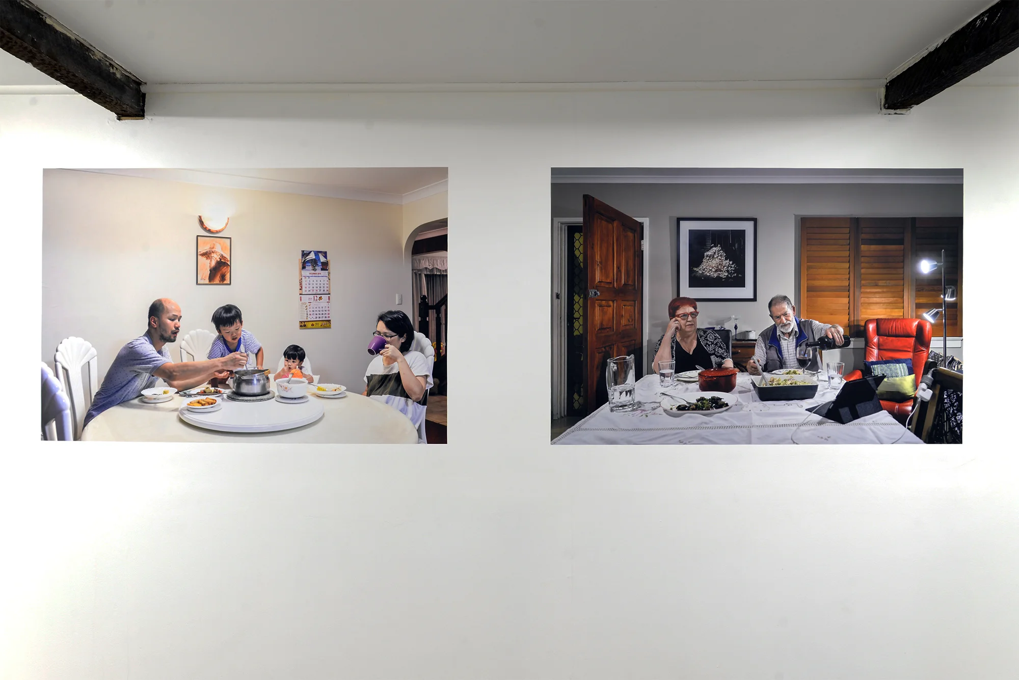 Left: Chiang Family 2018 archival inkjet print on Phototex Right: Anna and Tom 2018 archival inkjet print on Phototex