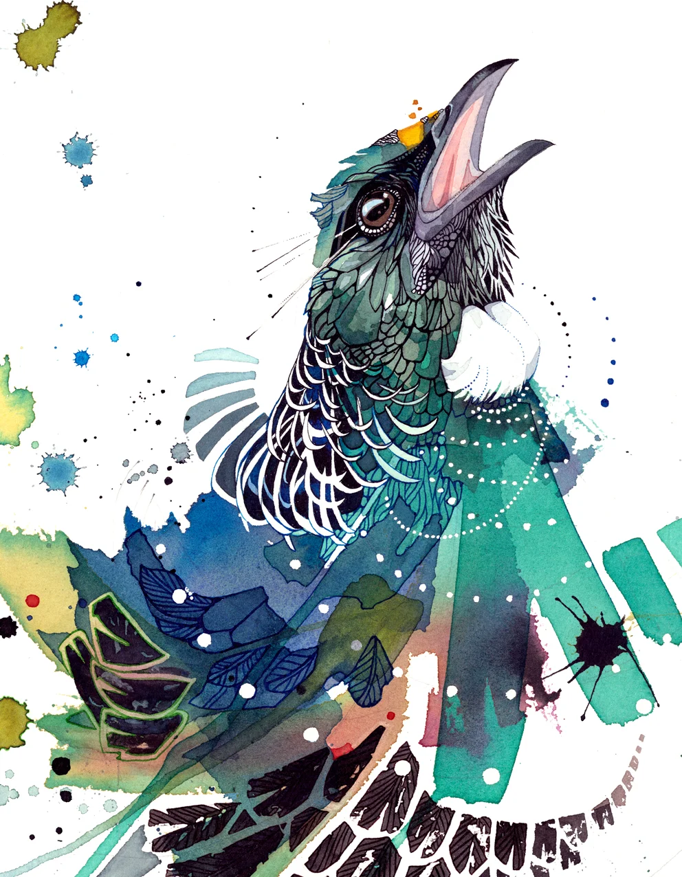 Tūī Art Prints NZ — Watercolour by Rachel Walker Wellington