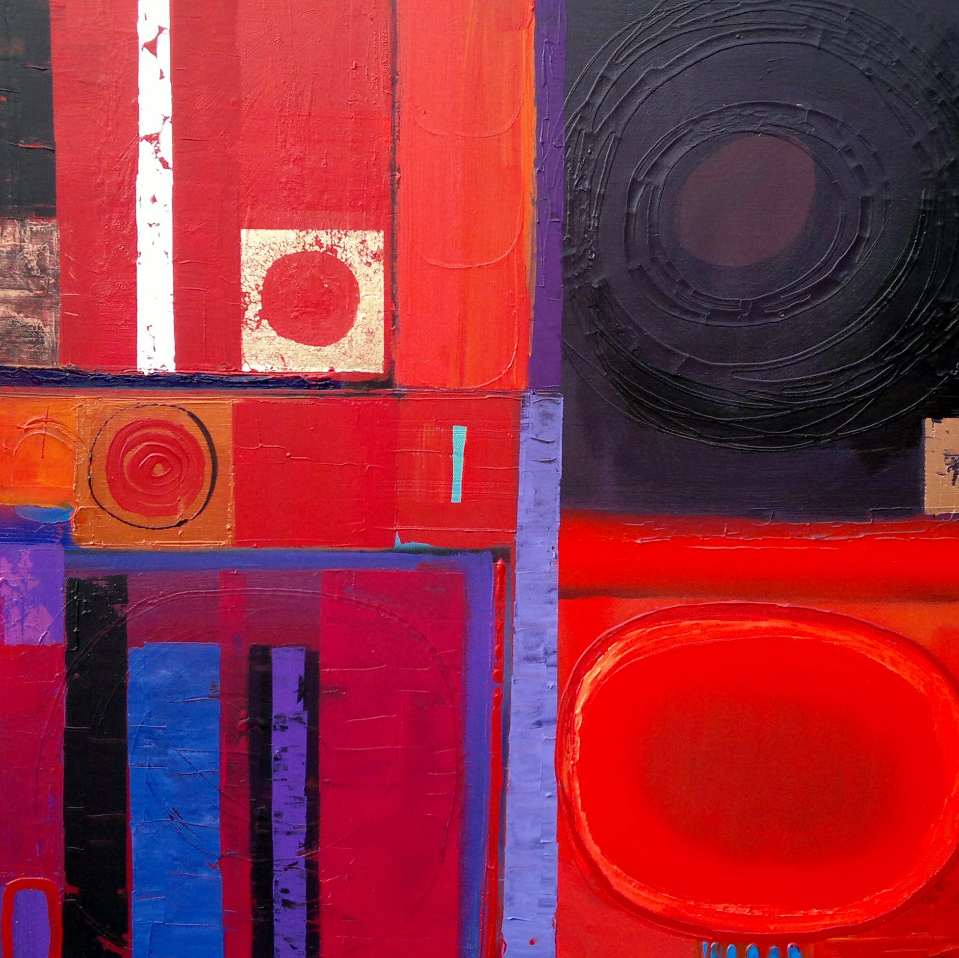 BALANCE 7, 100 x 100cm, acrylic, gold leaf on canvas