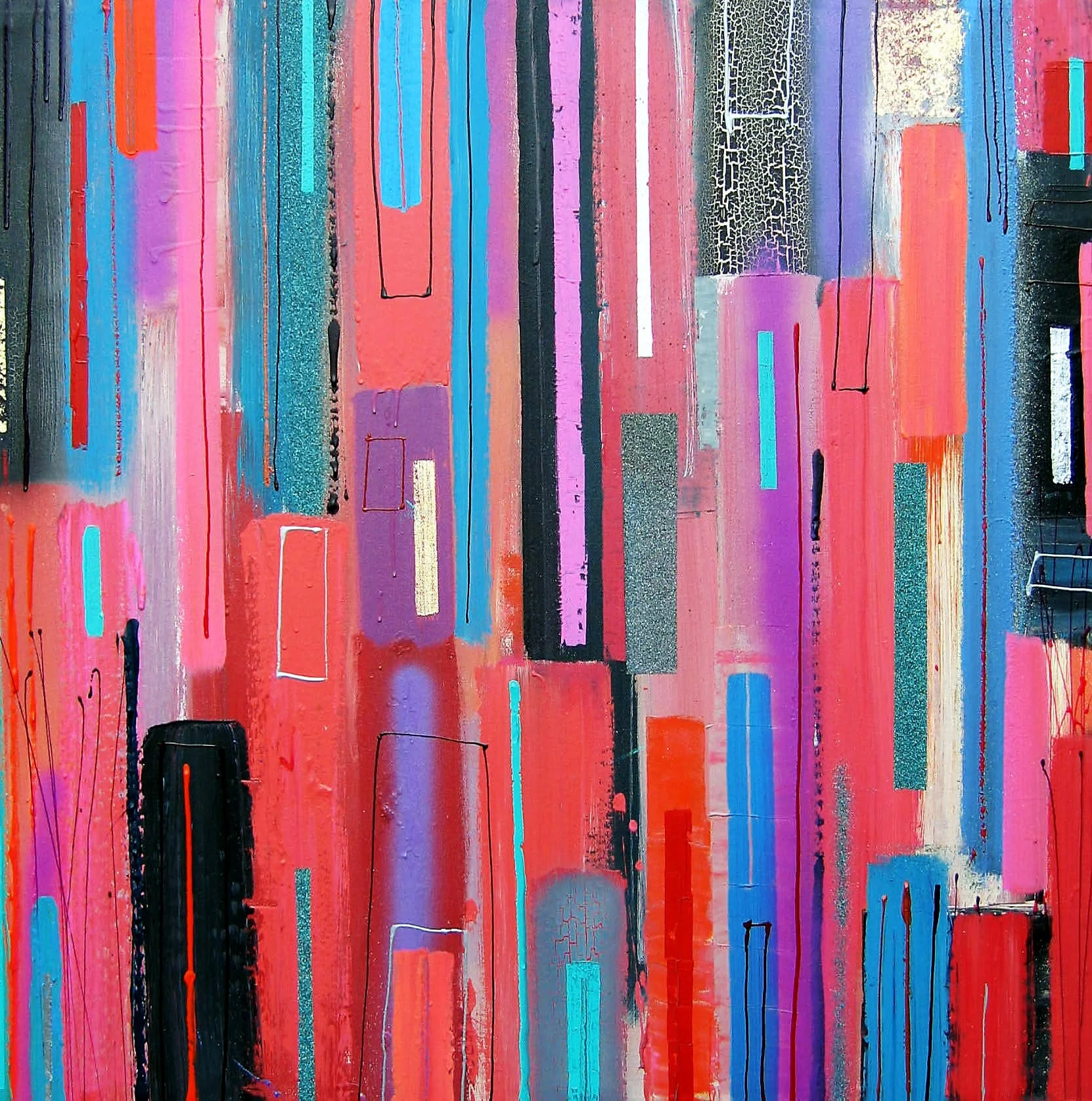 CASCADE, 100 x 100cm, acrylic, spray paint on canvas