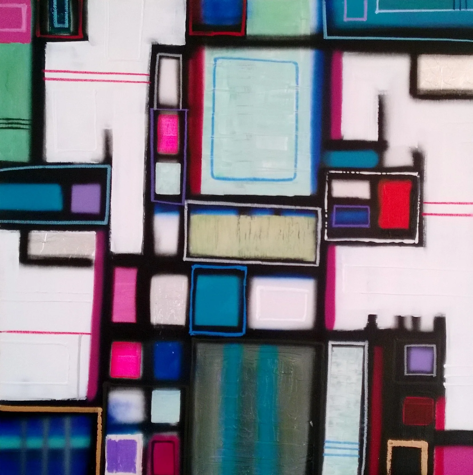 NETWORK, 100 x 100cm, acrylic, spray paint on canvas