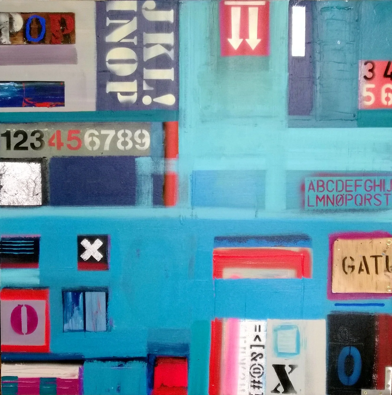RETURN, 100 x 100cm, acrylic, spray paint, wood on canvas