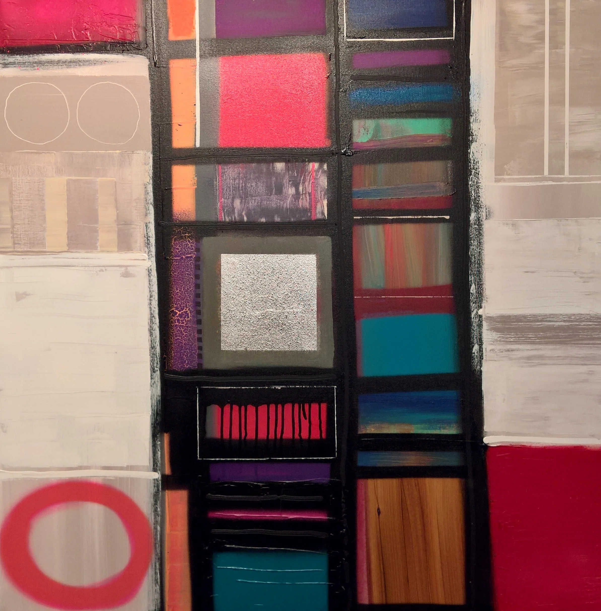 MONUMENT, 90 x 90cm, acrylic, spray paint on canvas