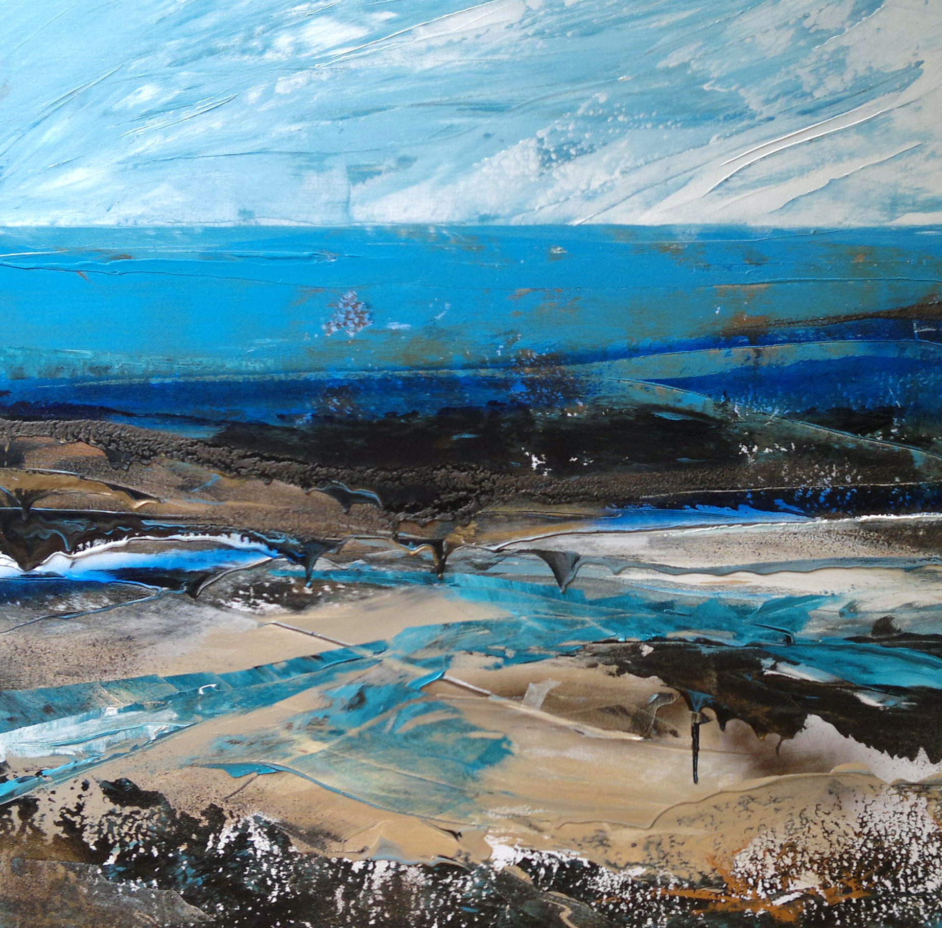 COAST NO.6, 100 x 100cm, acrylic, spray paint on canvas