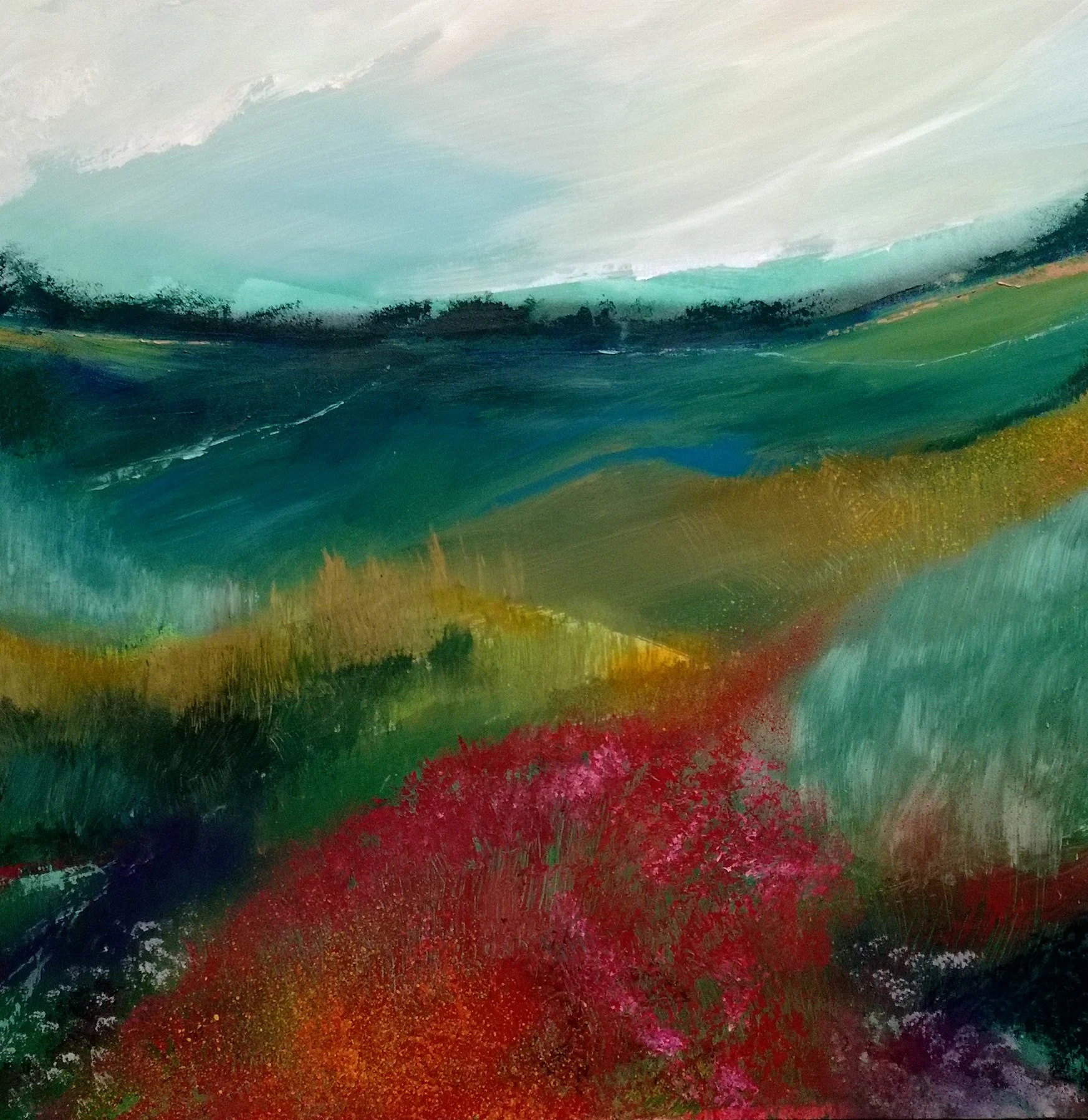 HEAVENLY PASTURES, 90 x 90cm, acrylic on canvas