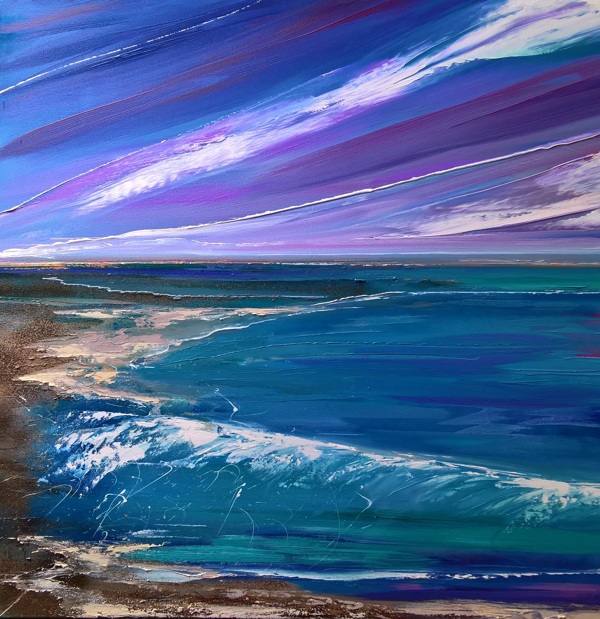 SEASCAPE NO.27, 100 x 100cm, acrylic, spray paint on canvas