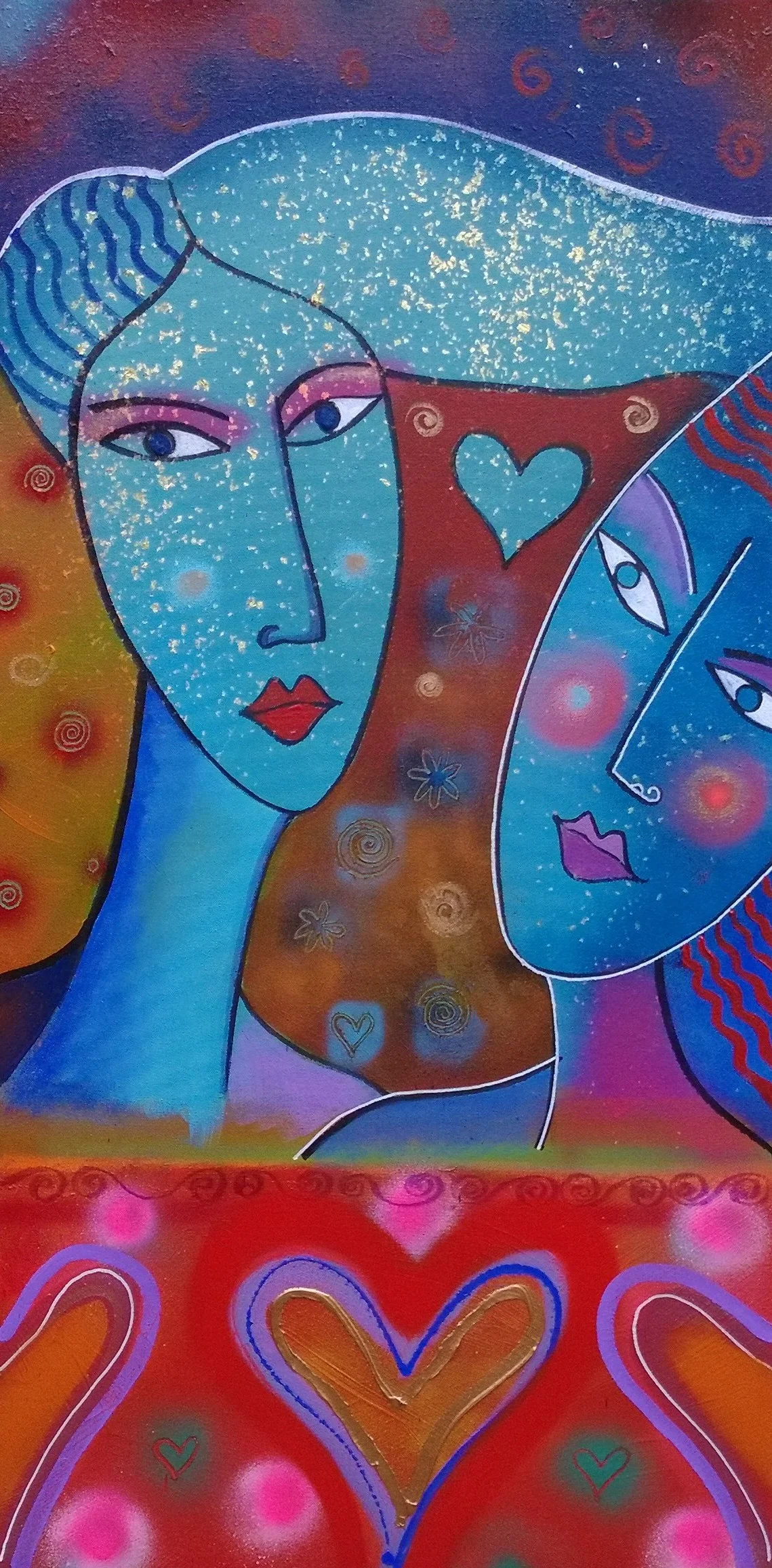 STARSTRUCK, 100 x 45cm, acrylic, spray paint, gold leaf on canvas