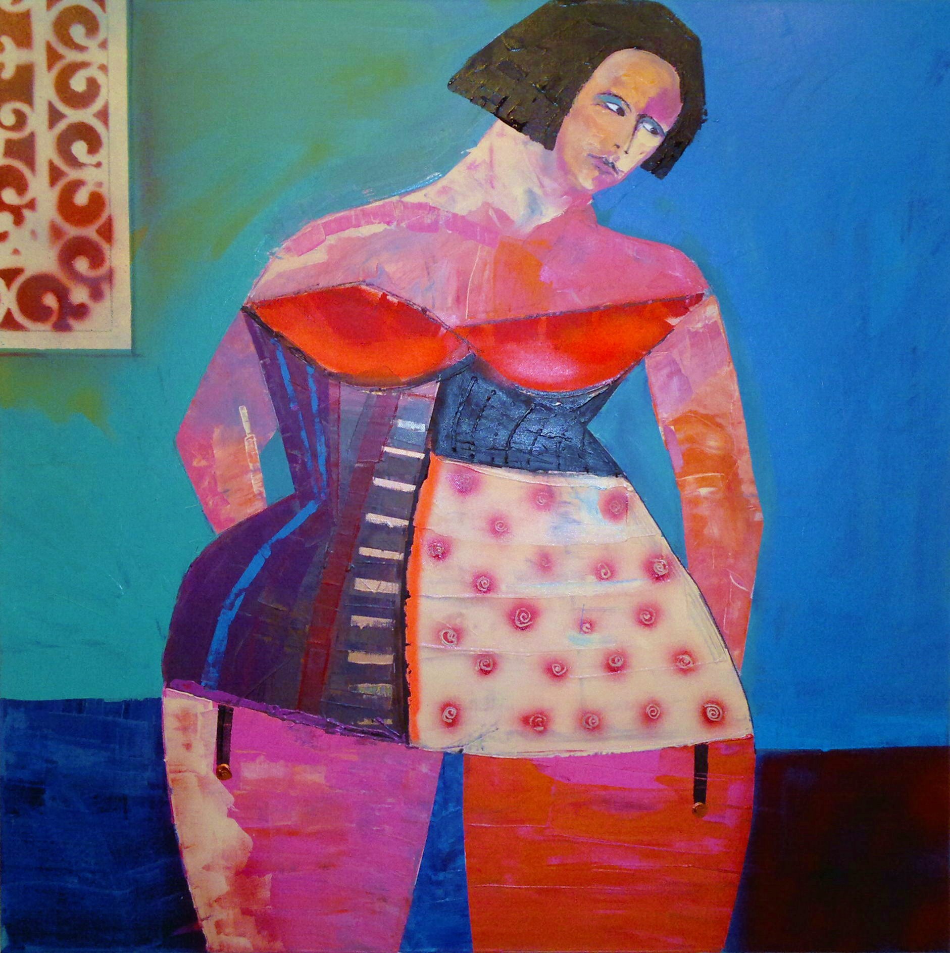 CORSET, 100 x 100cm, acrylic on canvas