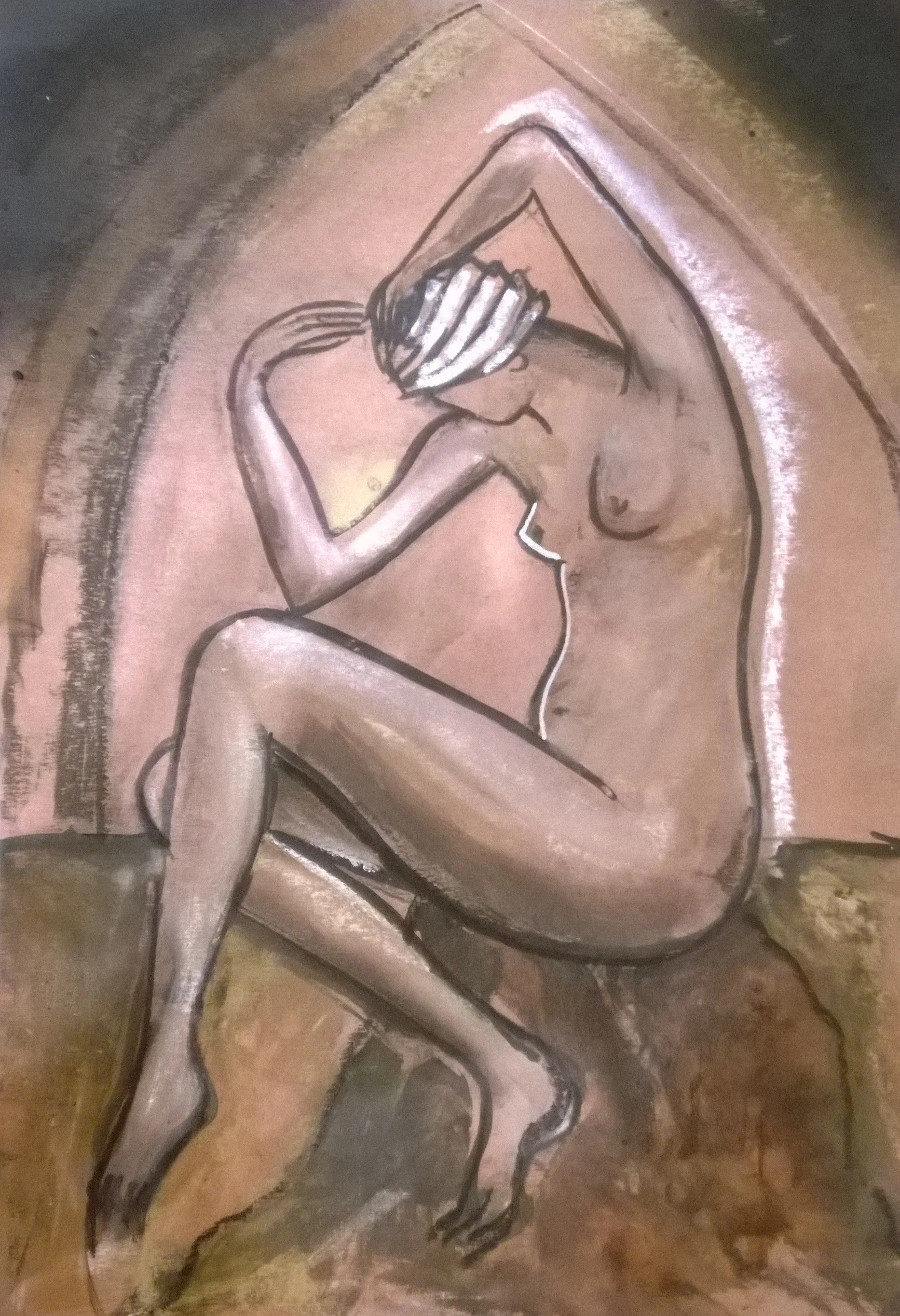 STRIKE A POSE, 60 x 40cm, pastel, charcoal, ink on paper