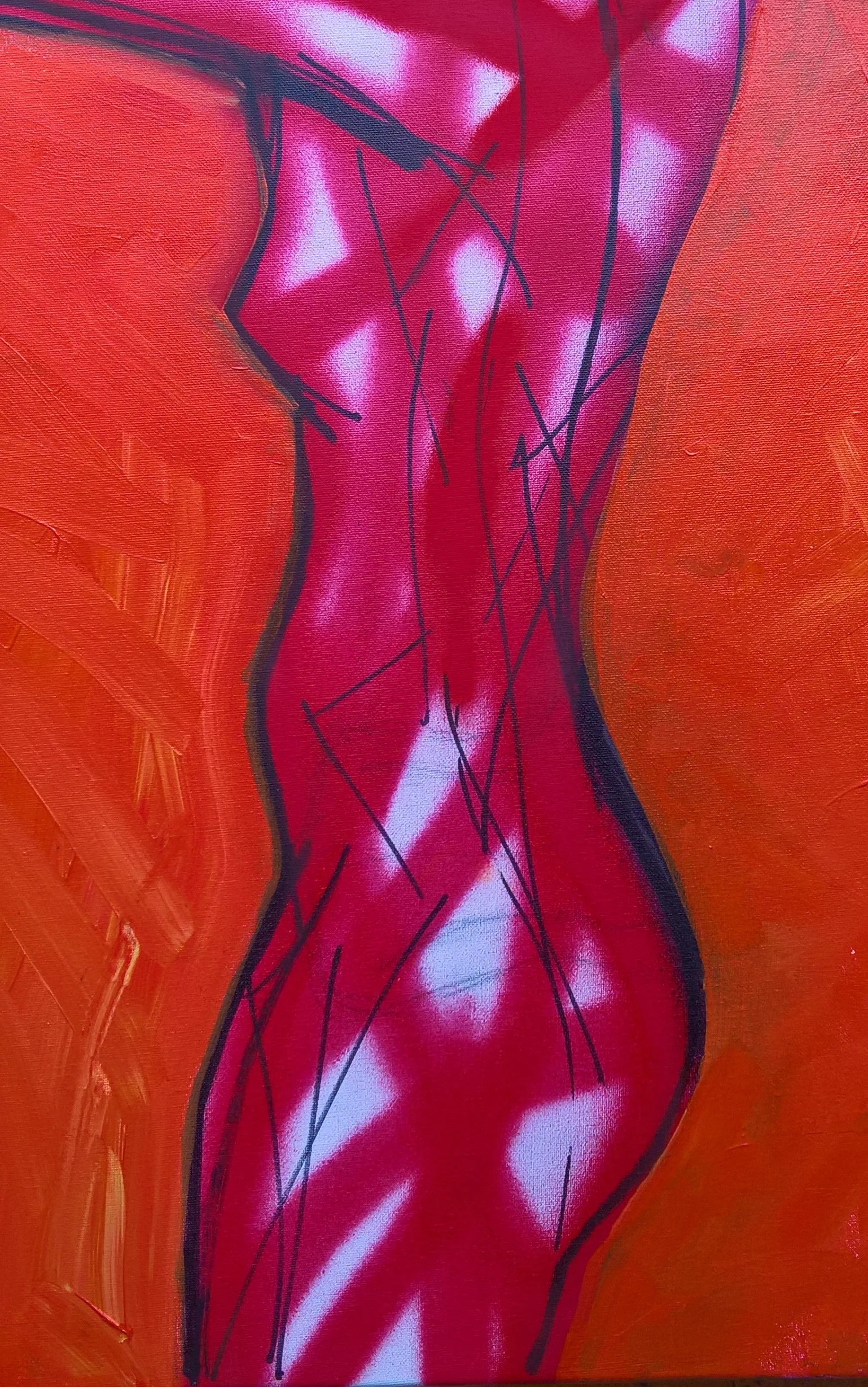 RED NUDE, 60 x 40cm, acrylic, ink, spray paint on canvas