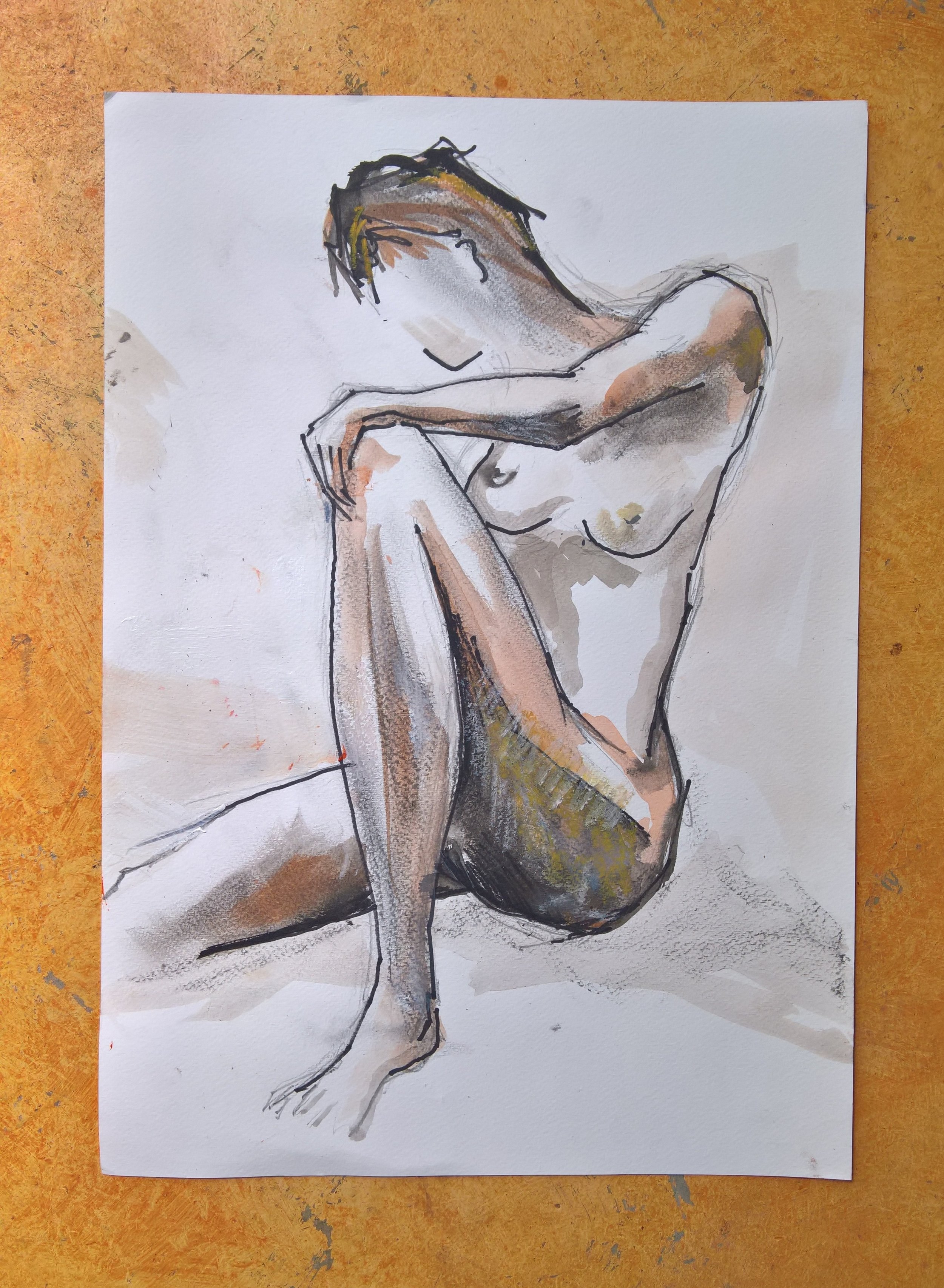 SEATED NUDE, 40 x 30cm, ink on paper