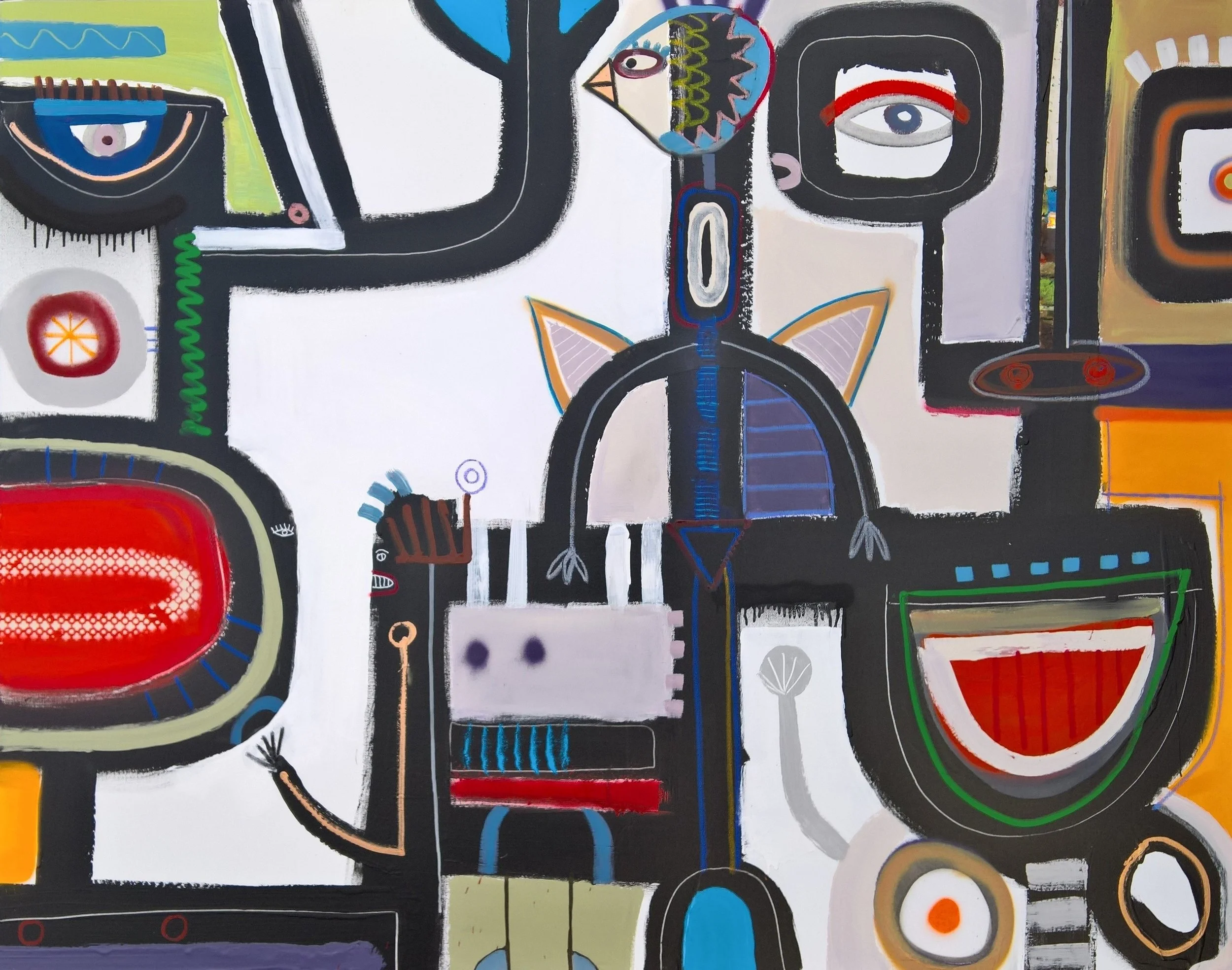 HARMONIOUS SOULS, 150 x 120cm, acrylic, spray paint on canvas