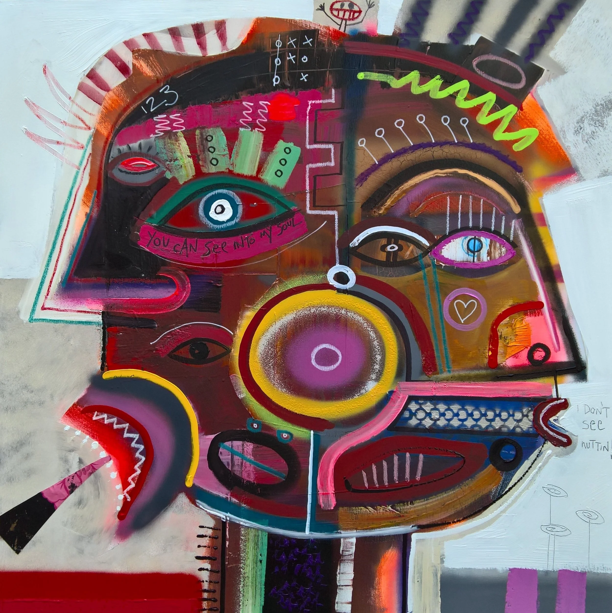 I DON'T SEE NOTHING, 100 x 100cm, acrylic, spray paint on canvas