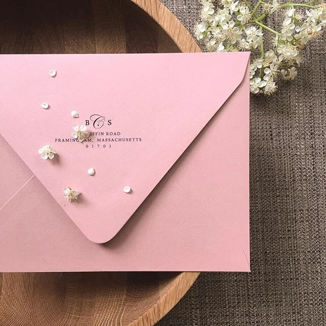 Dusty rose envelopes brightening up my desk today