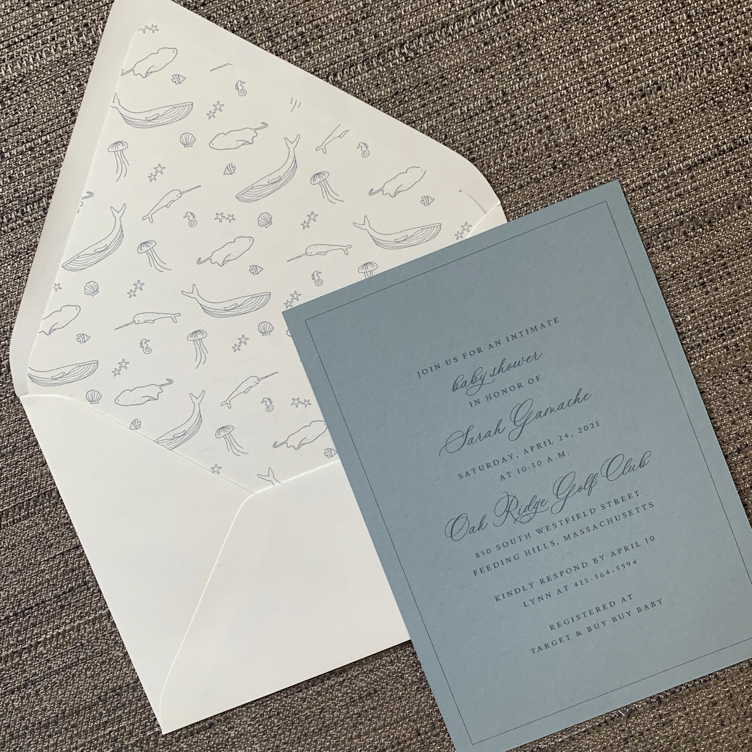 Under the Sea - Baby Shower Invitation - Dusty Blue