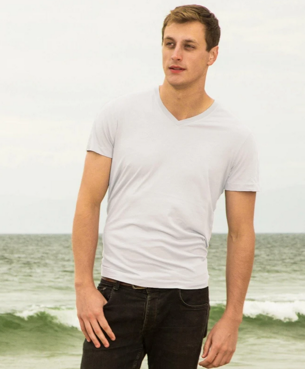 The Classic T-Shirt - Mens Short Sleeve v neck - 100% pre-shrunk organic certified cotton