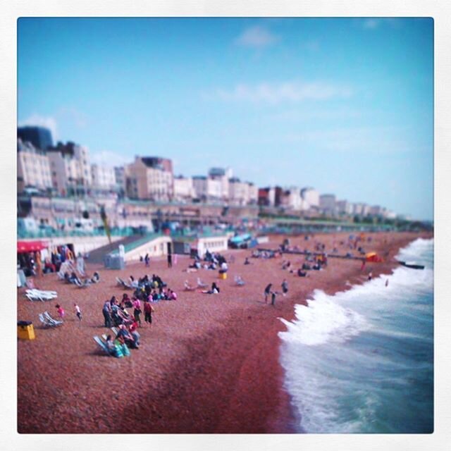 Beach scene shot from Brighton pier in 2009 using a now primitive #iphone3g and I think some sort of #tiltshiftphotography app - what a time this was in my life - No kids, wasn&rsquo;t married, England on the whole was a very new and strange place at