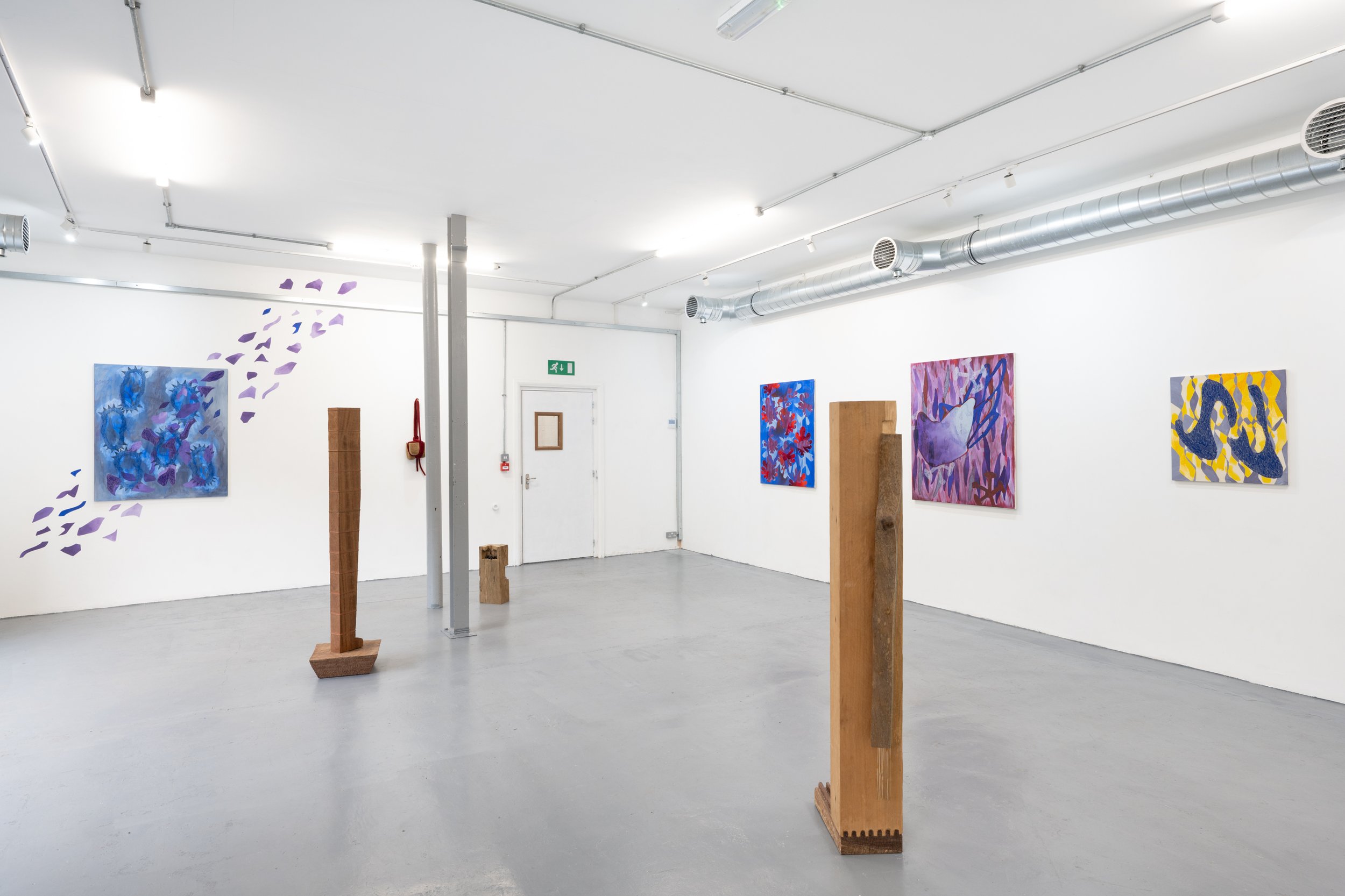 Goia Mujalli (paintings) & Tonico Lemos Auad (sculptures and hanging piece with ropes)