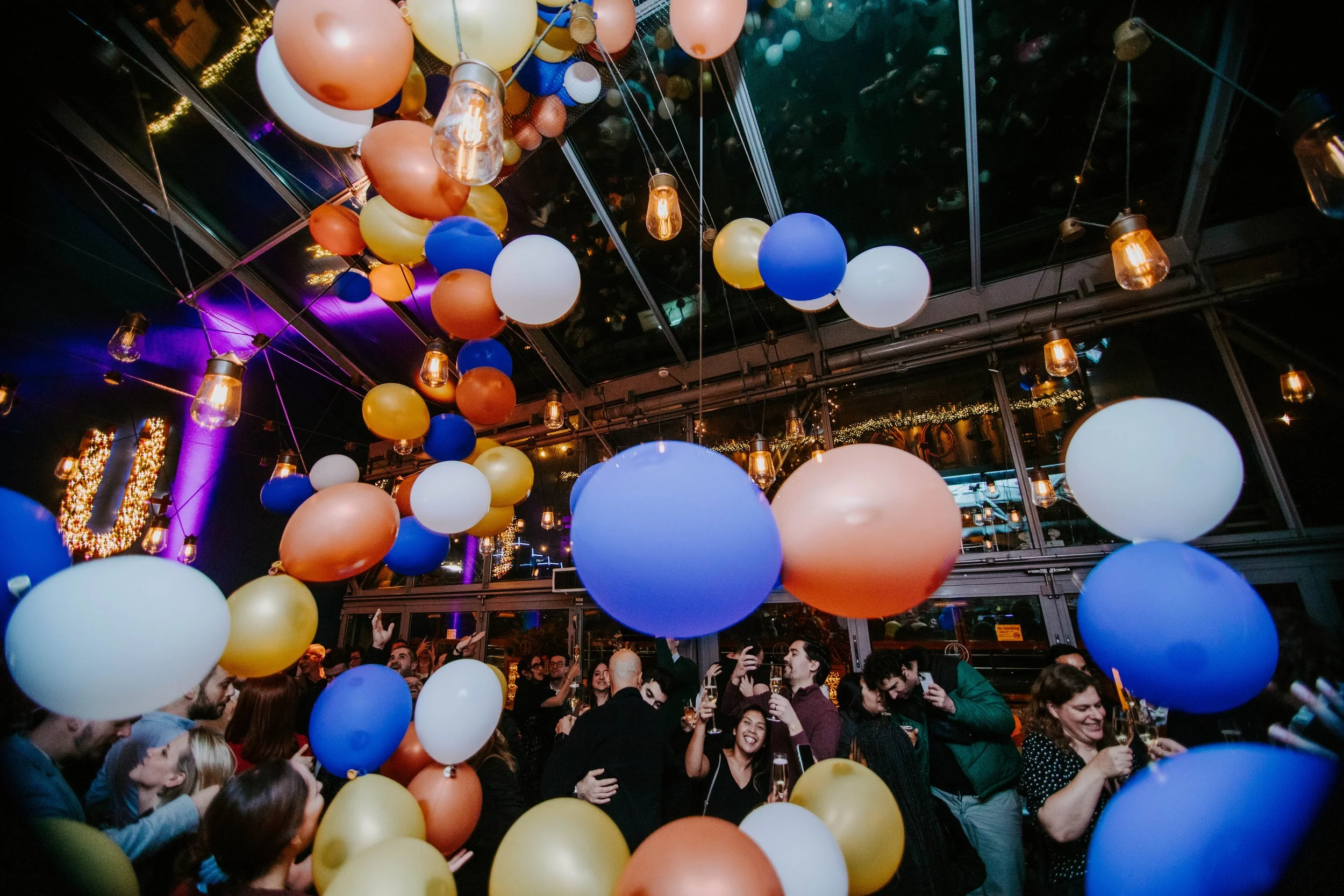 Midnight ballon drop at Urban Brewing Dublin New Year's Eve celebration