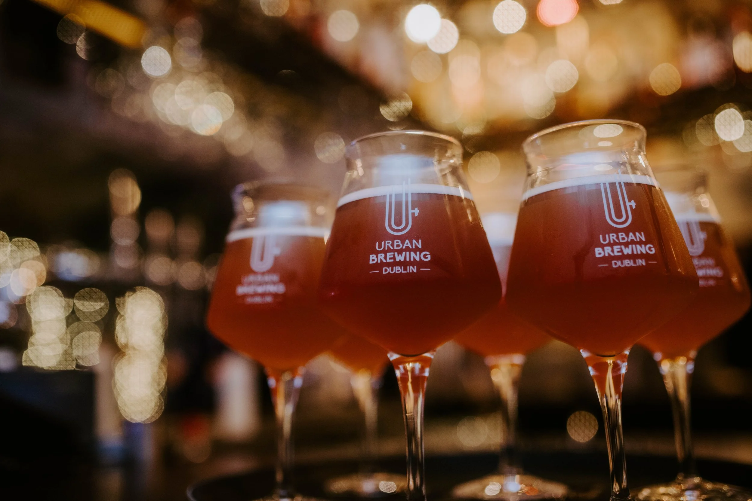 Craft beers brewed on-site at Urban Brewing, perfect for a Valentine’s Day dinner in Dublin