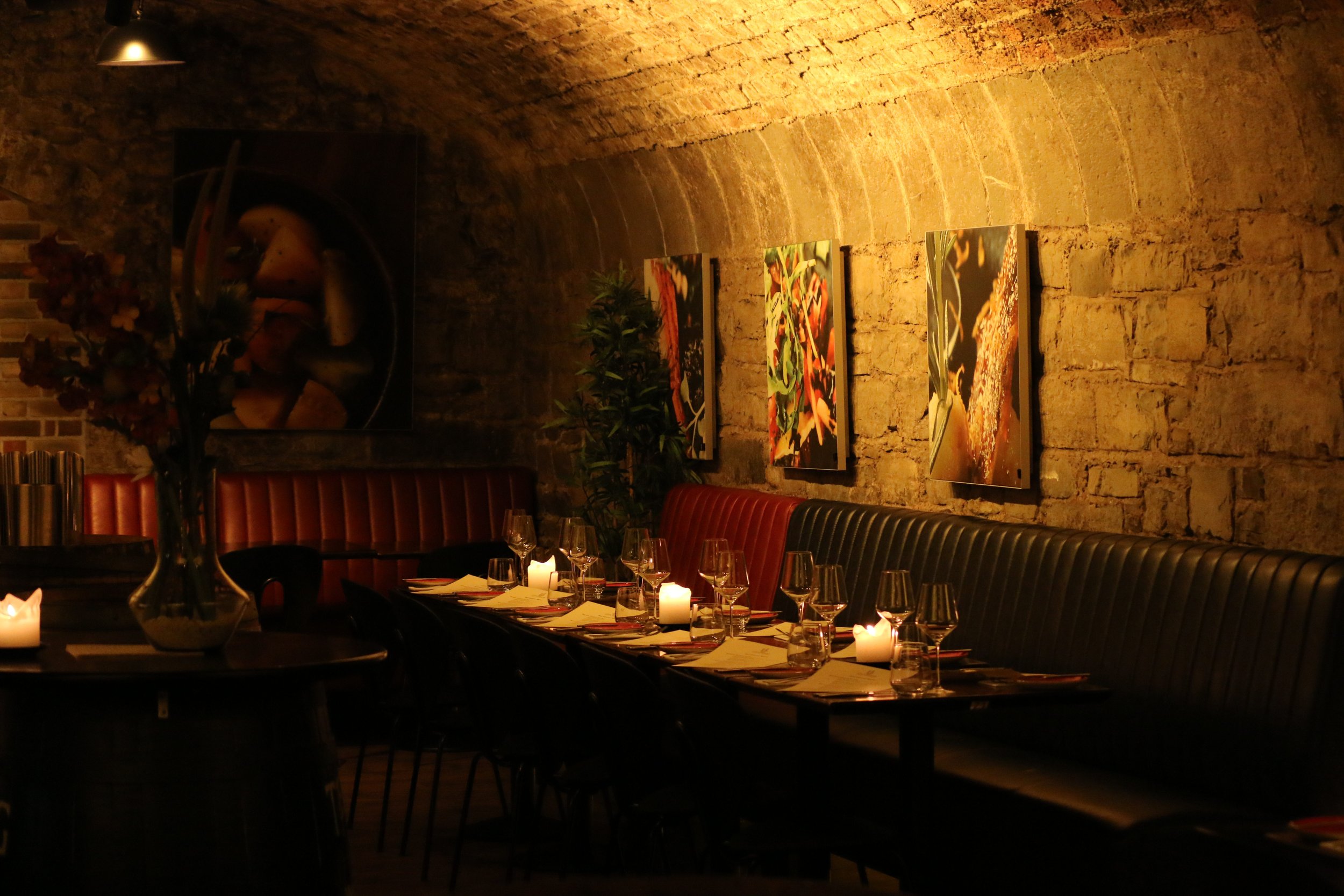 Candlelit table setting for Valentine’s Day dinner in Urban Brewing’s historic restaurant in Dublin