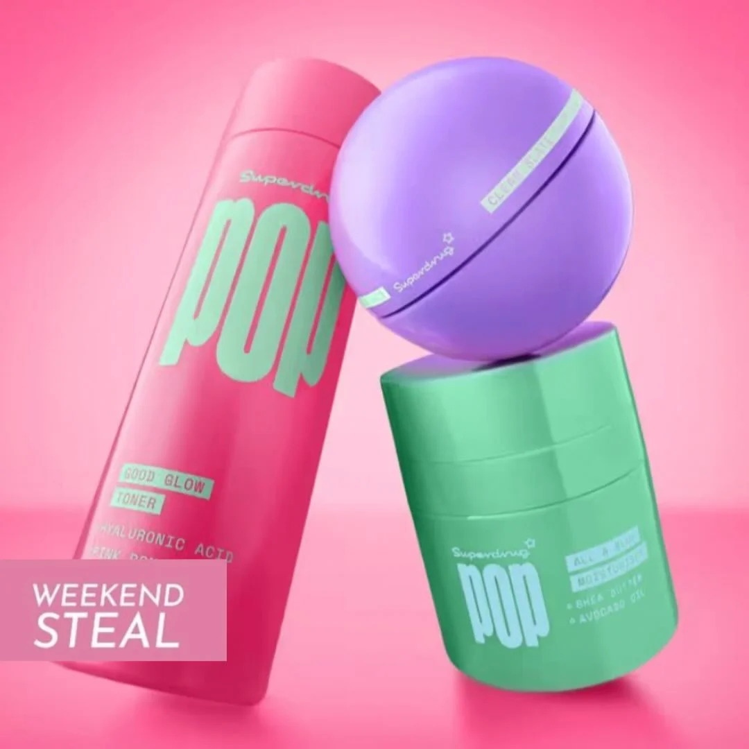 Beauty Bible Weekend Steal: @superdrug POP skincare 💖✨

This is cheering in every way.

The colourful packaging. (Functional, too: we love a moisturiser which emerges from a tub with the perfect dose, when you press down.) 

The affordable prices: n