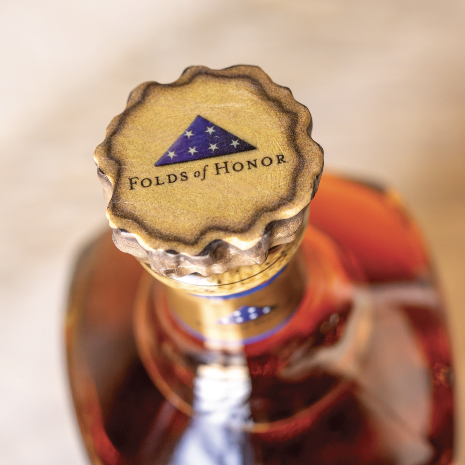 Folds of Honor whiskey bottle detail