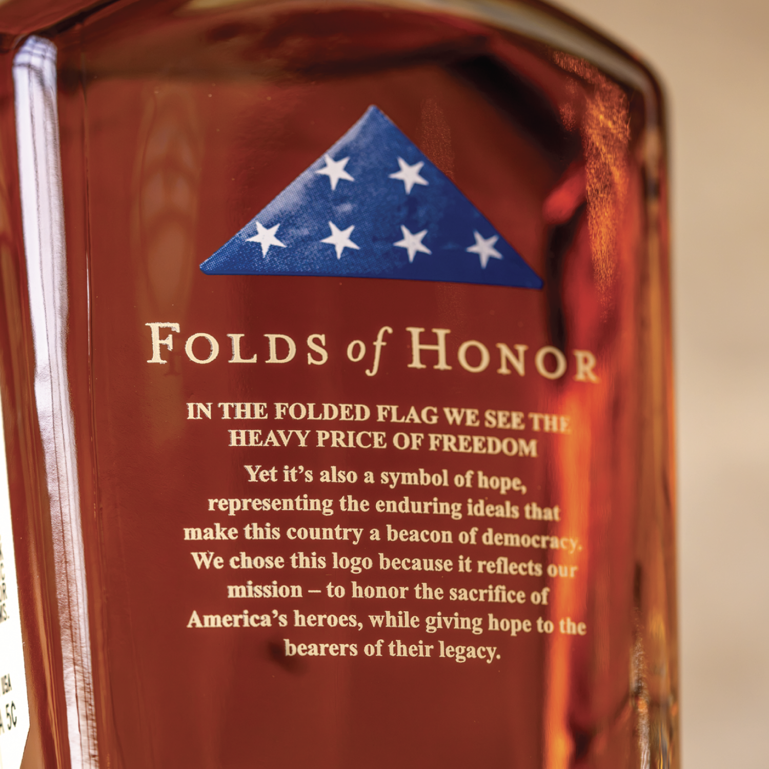 Folds of Honor whiskey bottle detail