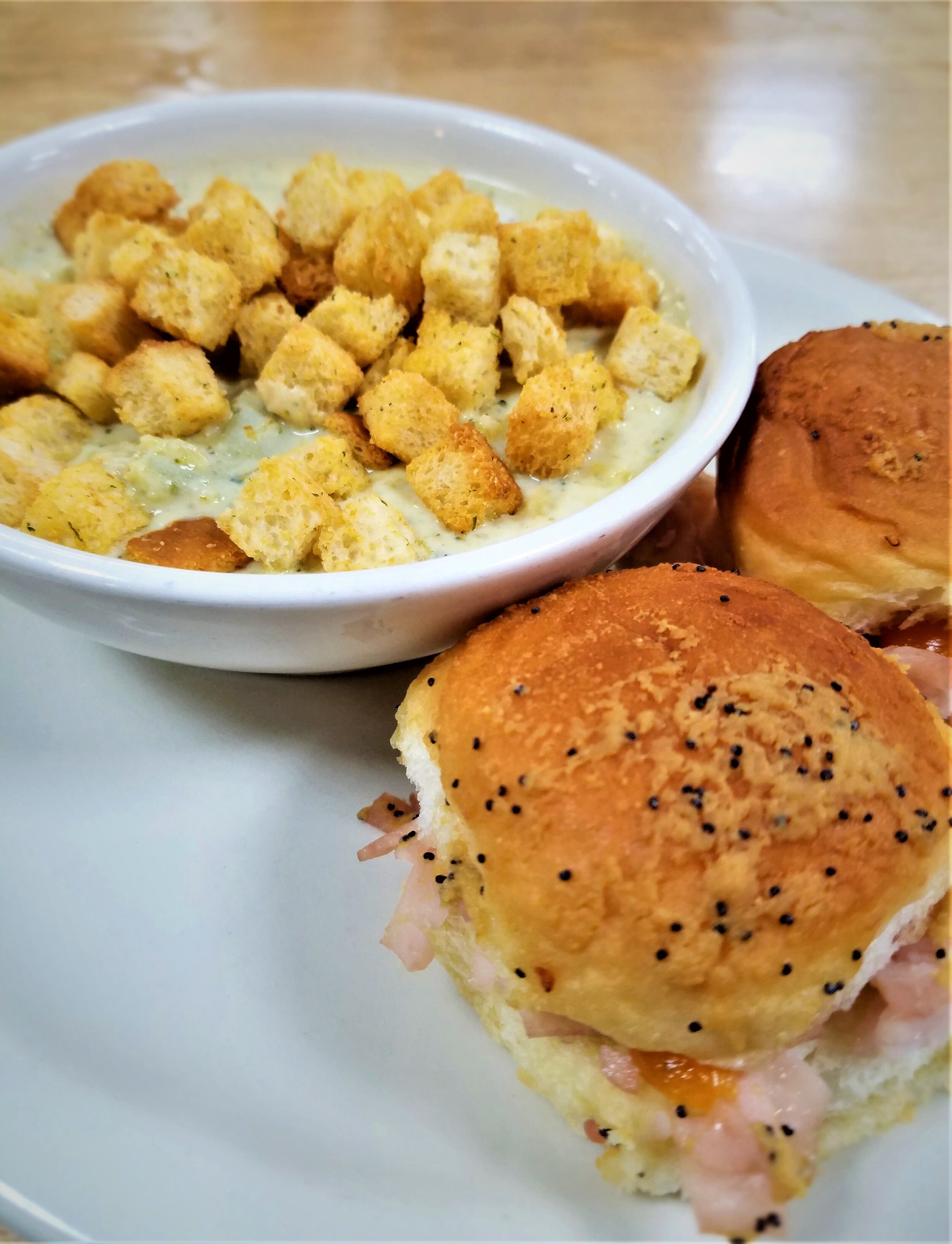 Broccoli Cheddar Soup and Turkey Cheese Sliders
