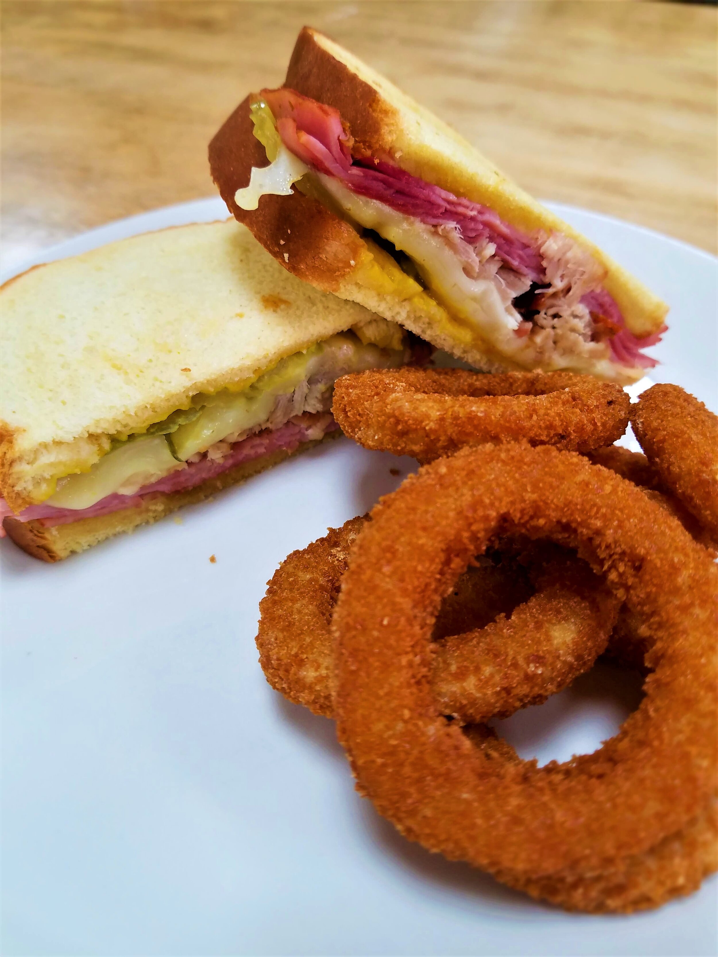 Cuban Sandwich and Onion Rings