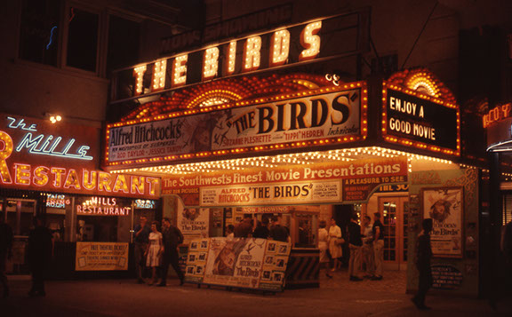 The original Plaza Theater marquee is shown on April 20, 1963. The image is from a 35mm Ektachrome slide taken by film historian, Jay Duncan. Even then, he was cutting his teeth on FILM and historic movie palaces. Little did he realize that a decade later, he would become instrumental in saving the historic 1930 atmospheric theater, and the many other efforts included in years past.