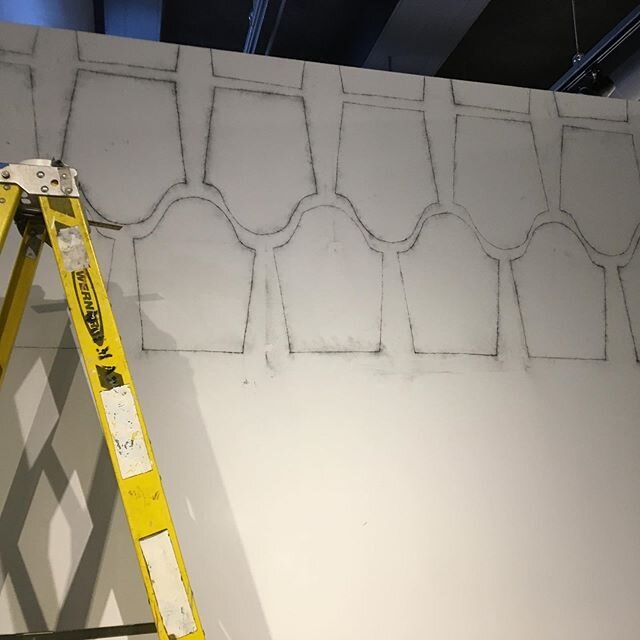 The beginning of my wall drawing &ldquo;Who made your sleeves&rdquo; which is a part of a gorgeous exhibition &ldquo;The Beginning of Everything&rdquo; at the Katherine E. Nash Gallery @umn_art curated by Howard Oransky. So honored to be in the compa