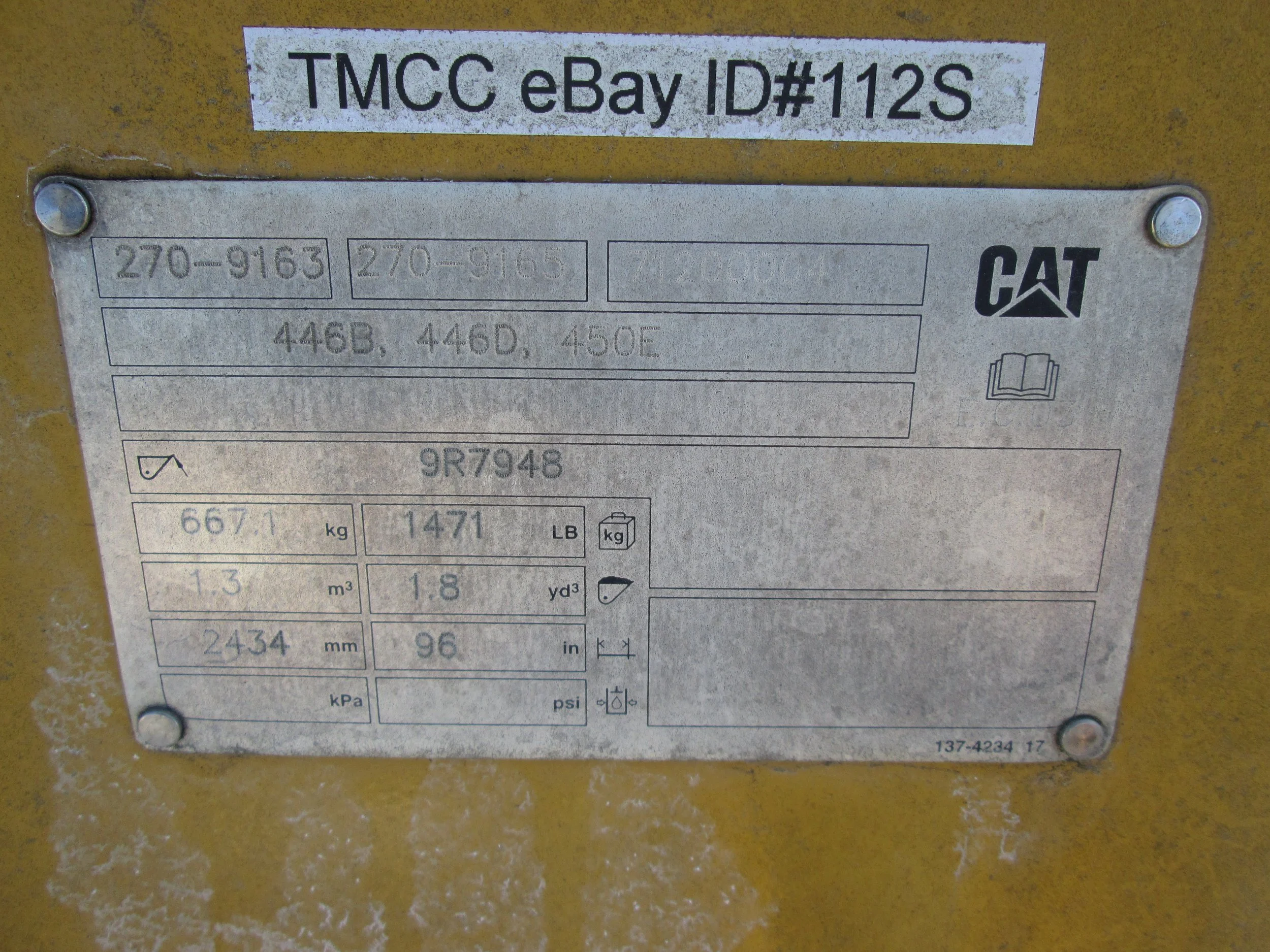 9163 CAT 96" Loader/ Backhoe Front Bucket 4,198.95 CASH OR WIRE