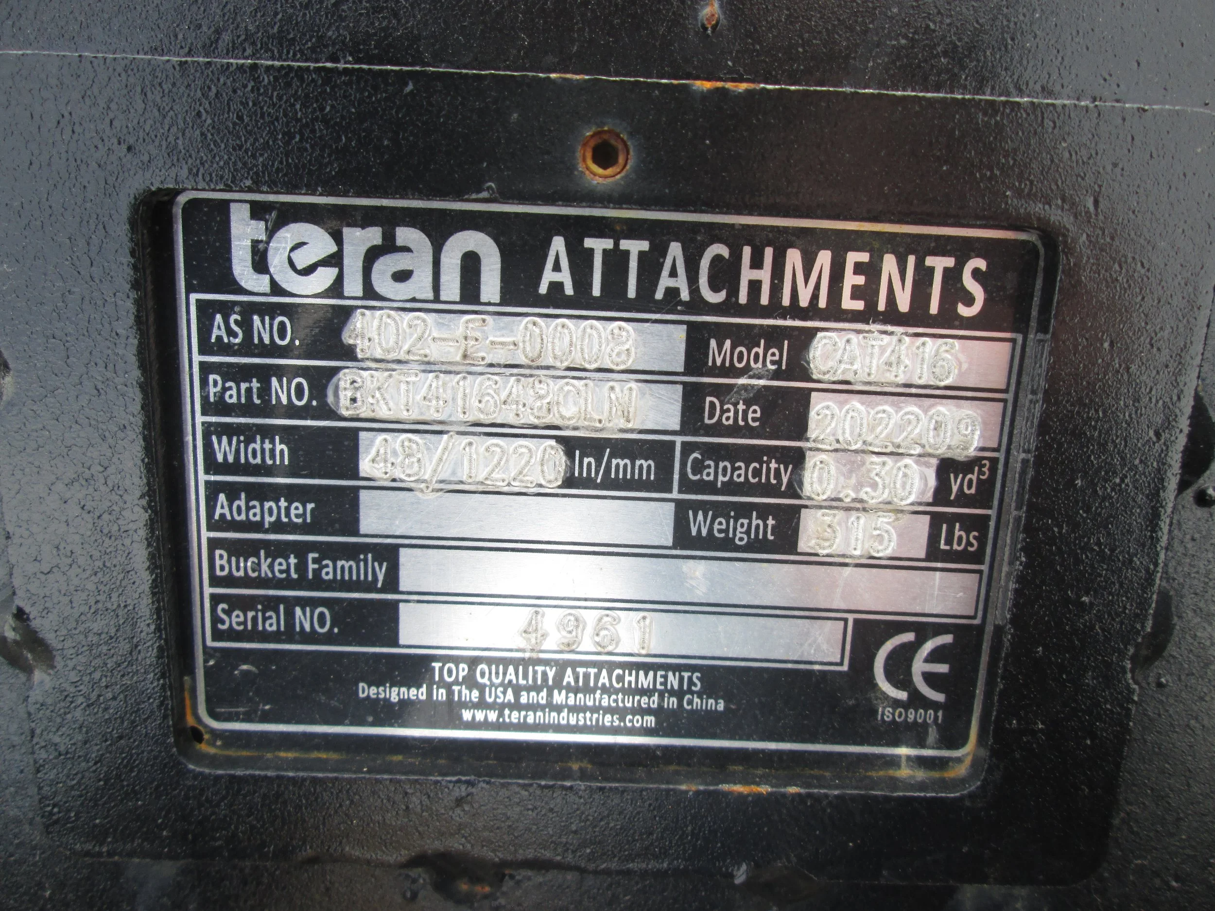 4961 48" NEW TERAN DITCHING BUCKET CAT 416 BACKHOE — Carroll Equipment CNY'S Best Place For