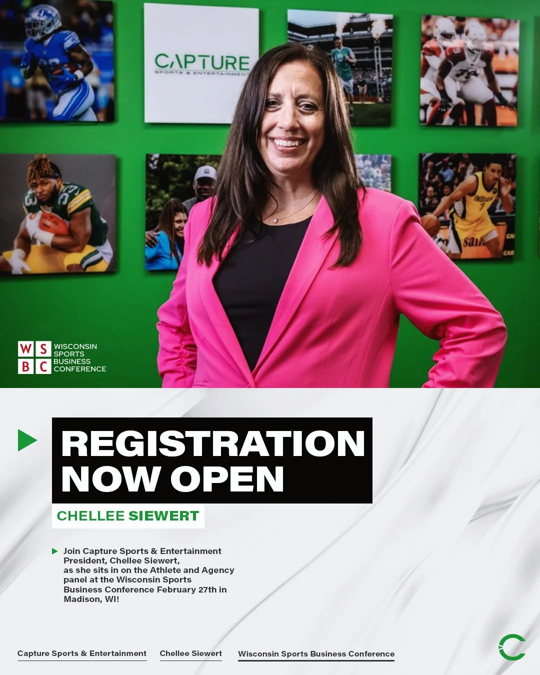 On February 27th, #TeamCSE President Chellee Siewert will join sports industry leaders on the Athlete and Agency panel at the Wisconsin Sports Business Conference in Madison. 🎙️

Registration is now open! Secure your tickets at wisconsinsbc.com.

#A
