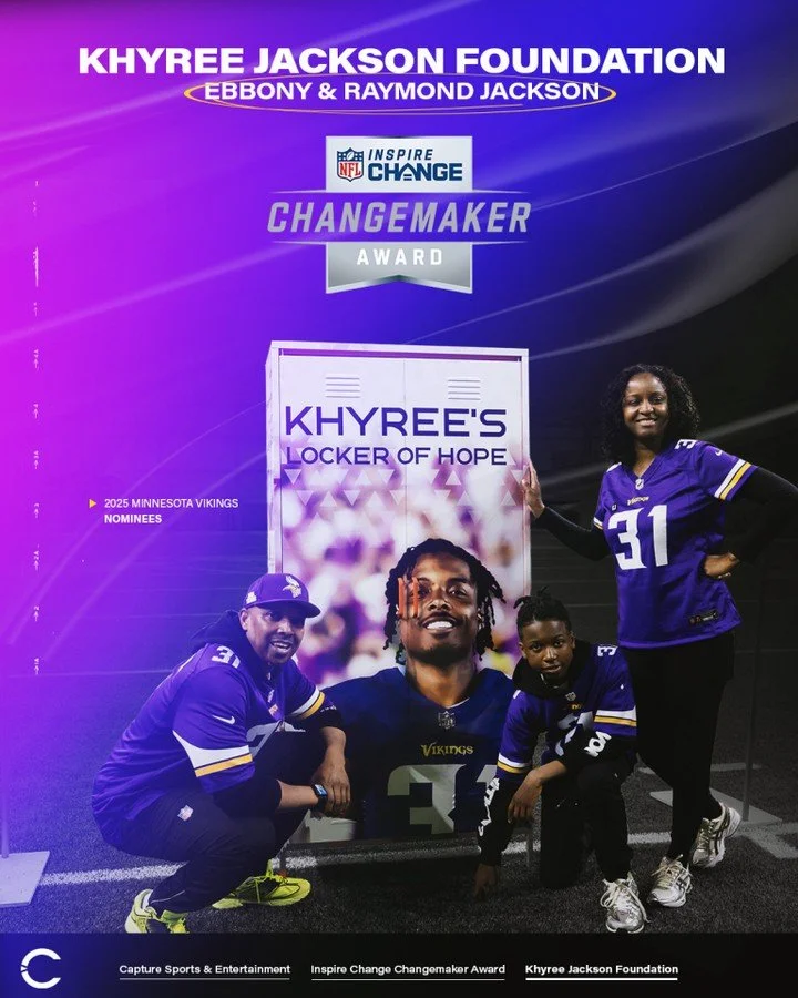Huge congratulations to #TeamCSE clients Ebbony &amp; Raymond Jackson and the @khyreejacksonfoundation on being named the 2025 Minnesota Vikings Inspire Change Changemaker Award nominee! 💜

Capture is proud to help Ebbony and Raymond ensure that Khy