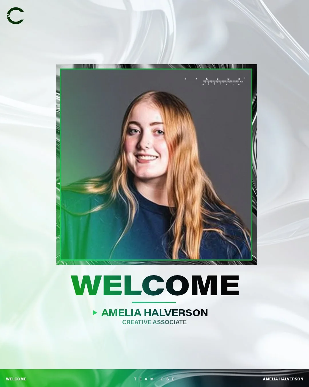 Join us in welcoming our new Creative Associate, Amelia Halverson, to #TeamCSE! 💚